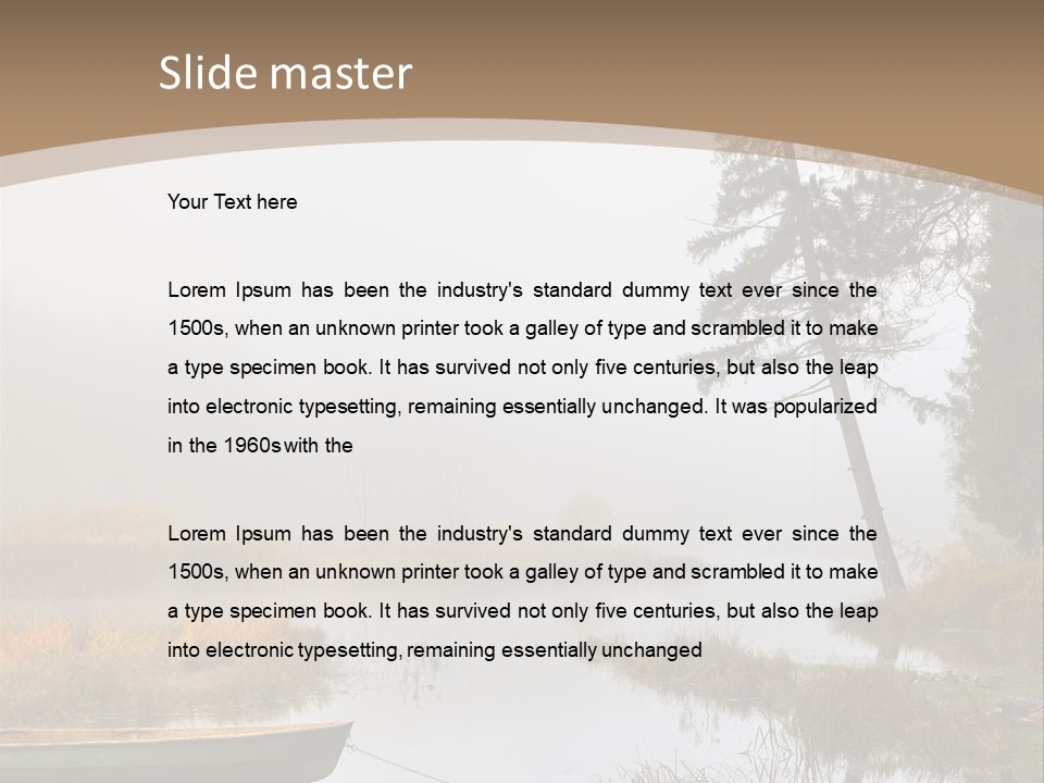 A Boat On A Lake With Fog In The Background PowerPoint Template