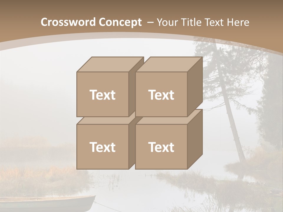 A Boat On A Lake With Fog In The Background PowerPoint Template
