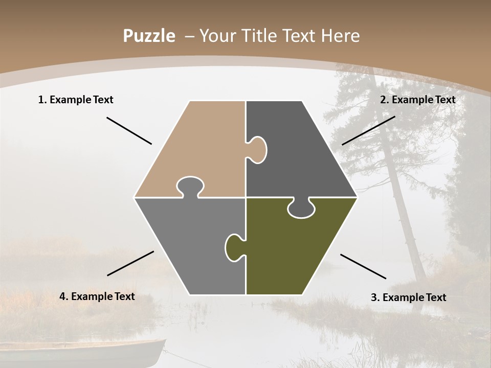 A Boat On A Lake With Fog In The Background PowerPoint Template