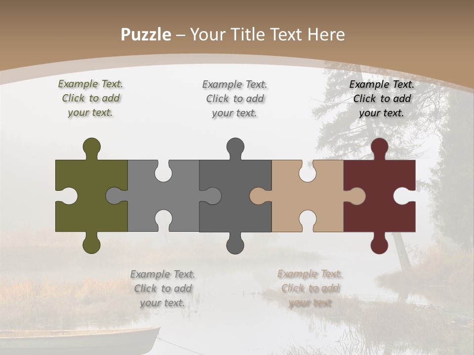 A Boat On A Lake With Fog In The Background PowerPoint Template