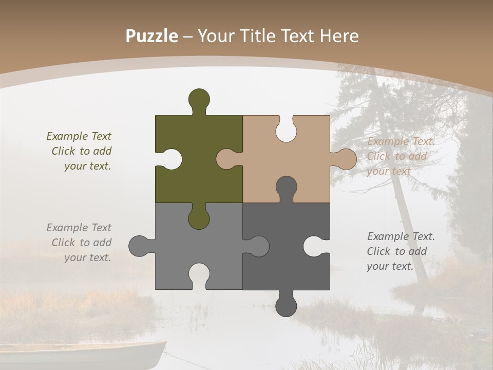 A Boat On A Lake With Fog In The Background PowerPoint Template