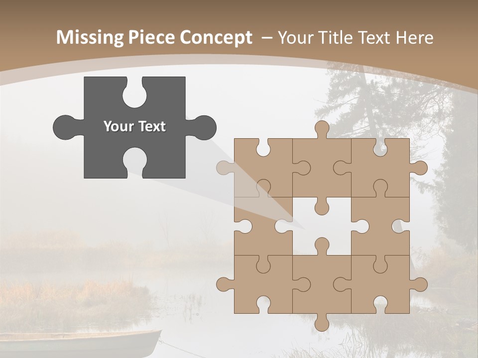 A Boat On A Lake With Fog In The Background PowerPoint Template