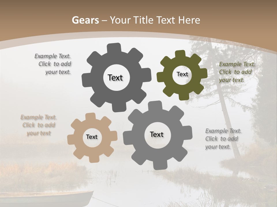 A Boat On A Lake With Fog In The Background PowerPoint Template