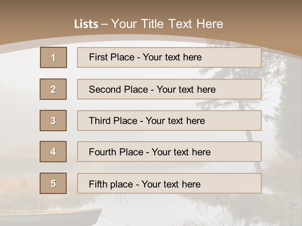 A Boat On A Lake With Fog In The Background PowerPoint Template
