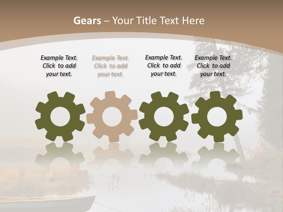 A Boat On A Lake With Fog In The Background PowerPoint Template