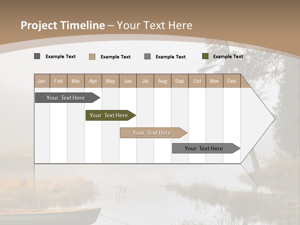 A Boat On A Lake With Fog In The Background PowerPoint Template