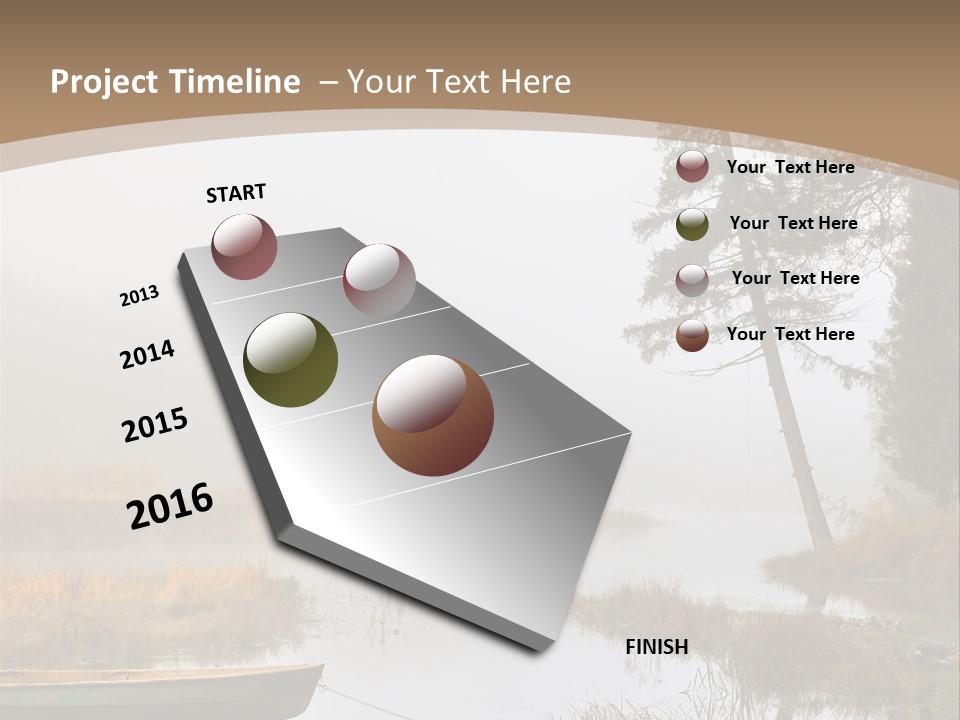 A Boat On A Lake With Fog In The Background PowerPoint Template