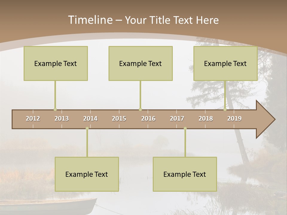 A Boat On A Lake With Fog In The Background PowerPoint Template