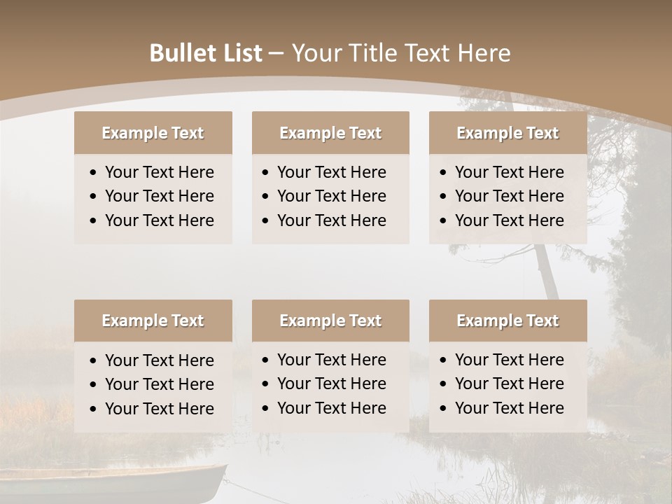 A Boat On A Lake With Fog In The Background PowerPoint Template