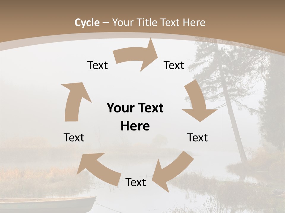 A Boat On A Lake With Fog In The Background PowerPoint Template