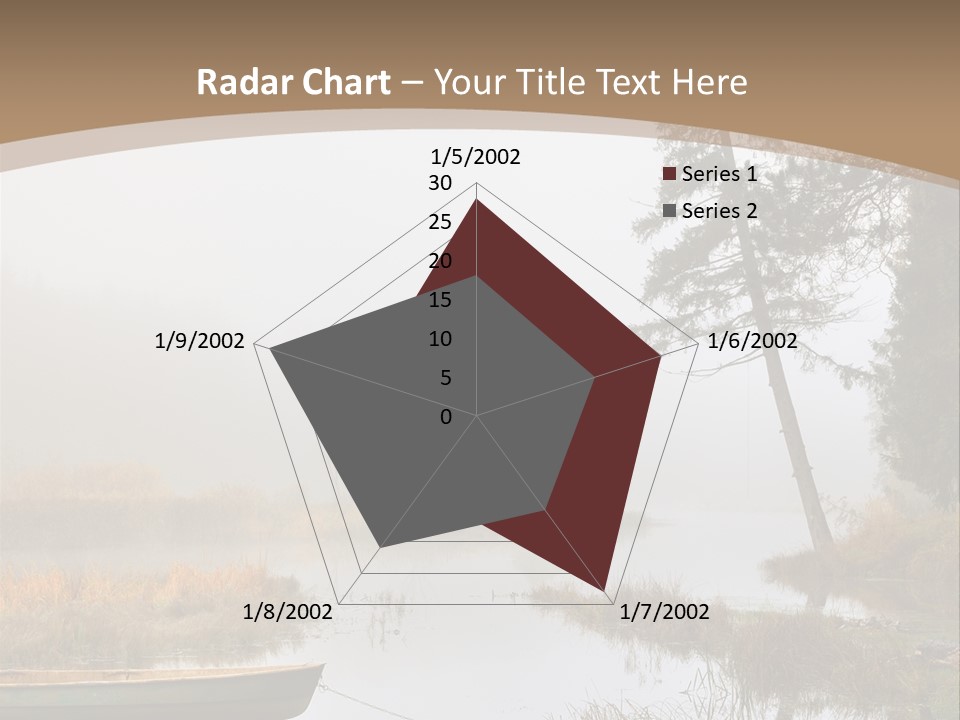 A Boat On A Lake With Fog In The Background PowerPoint Template