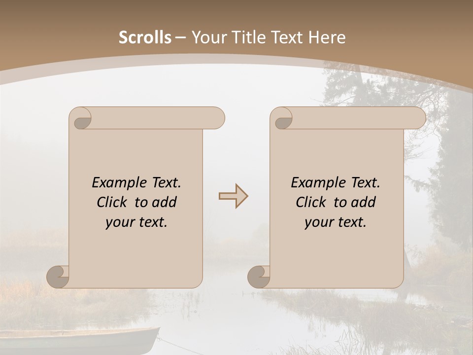 A Boat On A Lake With Fog In The Background PowerPoint Template