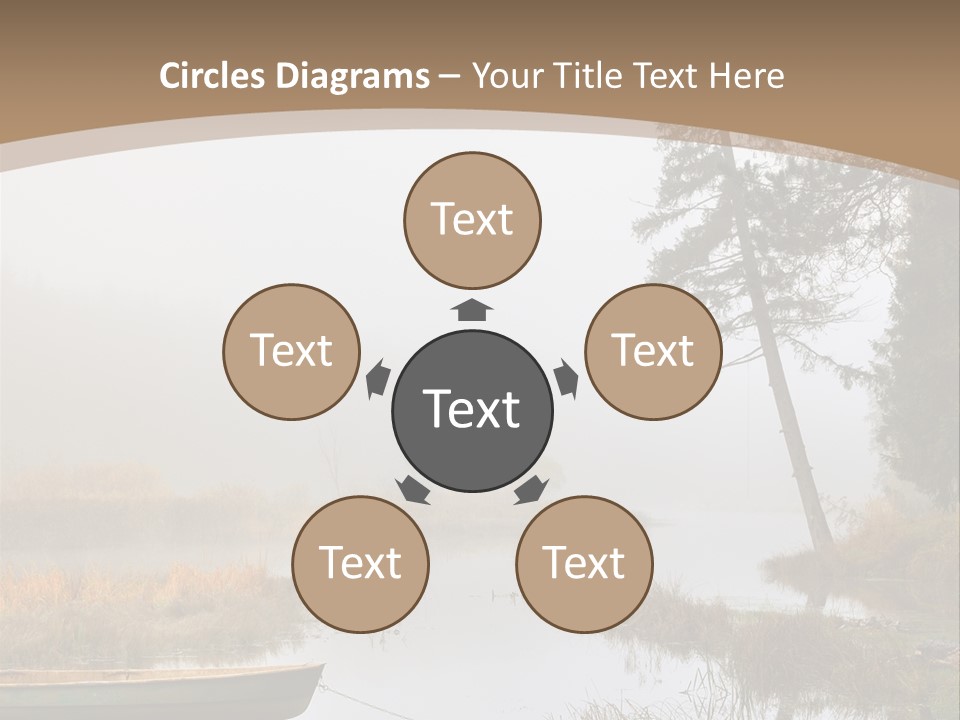 A Boat On A Lake With Fog In The Background PowerPoint Template