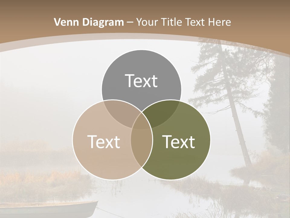 A Boat On A Lake With Fog In The Background PowerPoint Template