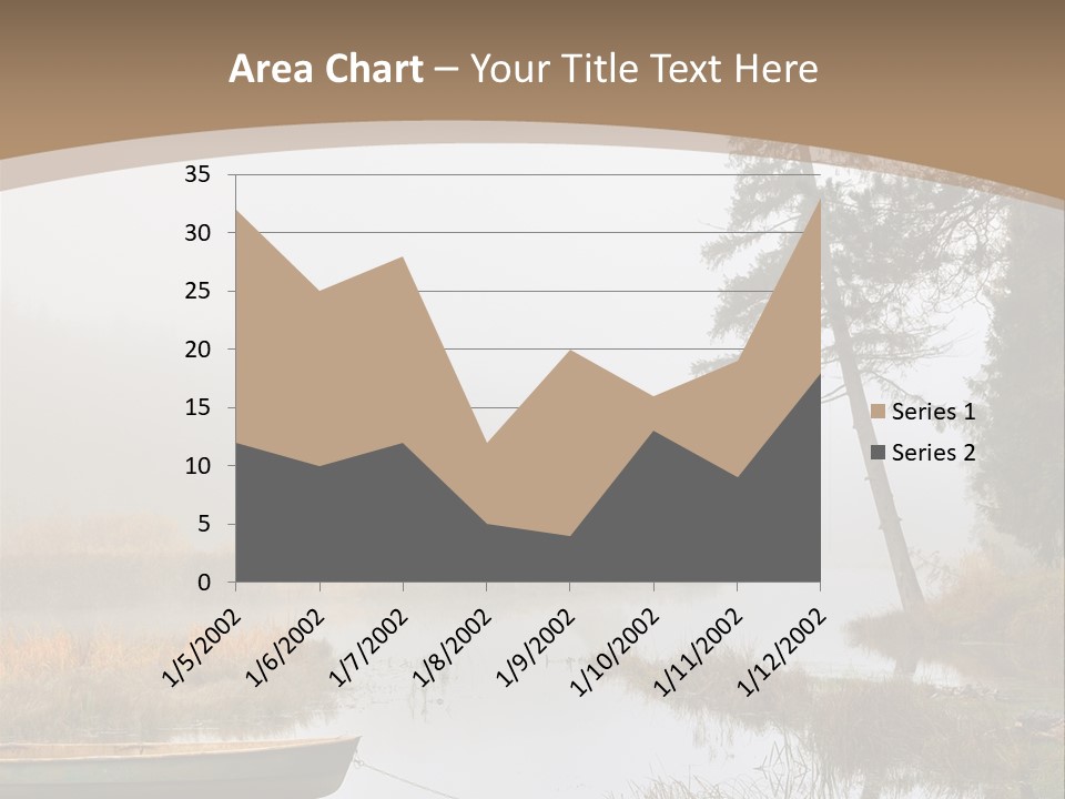A Boat On A Lake With Fog In The Background PowerPoint Template
