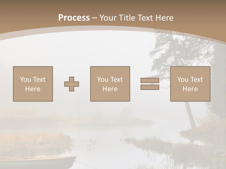 A Boat On A Lake With Fog In The Background PowerPoint Template