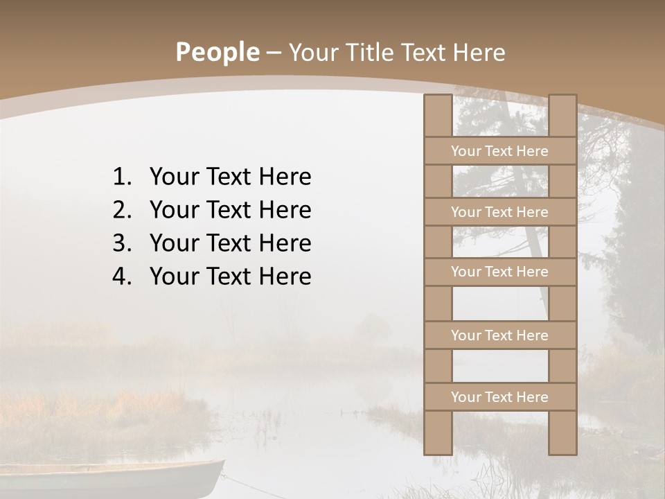 A Boat On A Lake With Fog In The Background PowerPoint Template