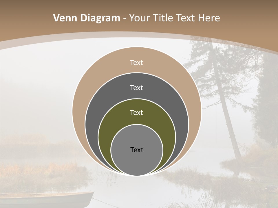 A Boat On A Lake With Fog In The Background PowerPoint Template