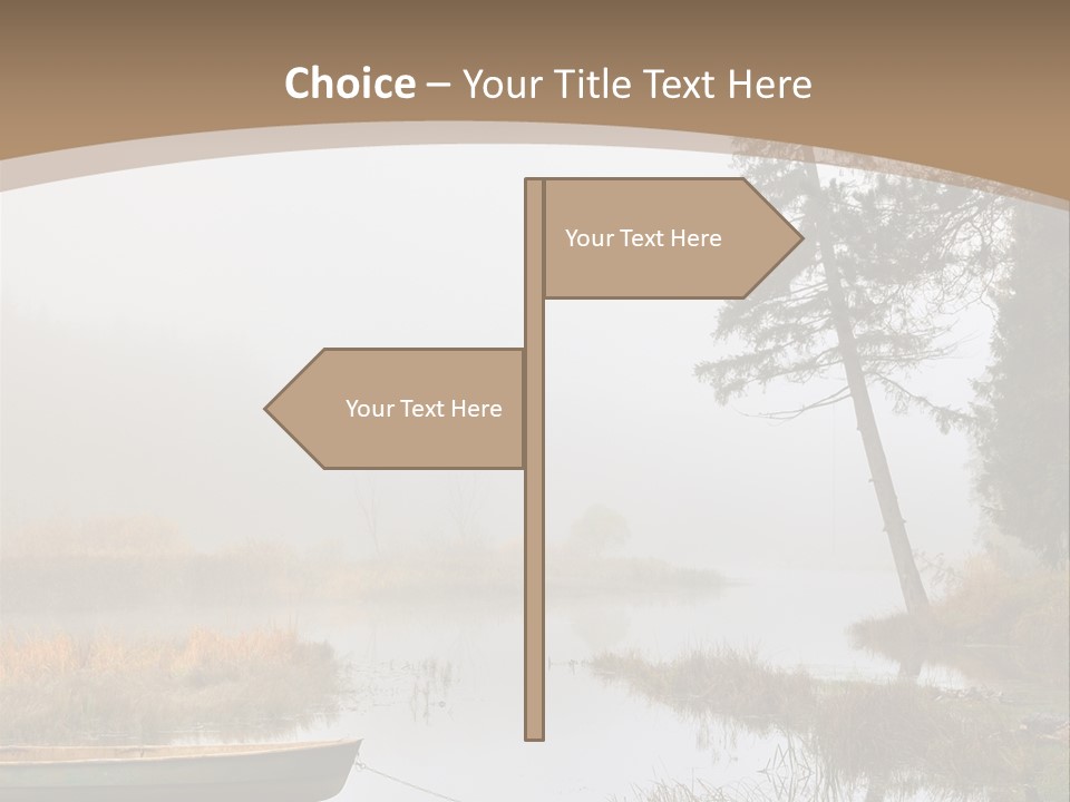 A Boat On A Lake With Fog In The Background PowerPoint Template