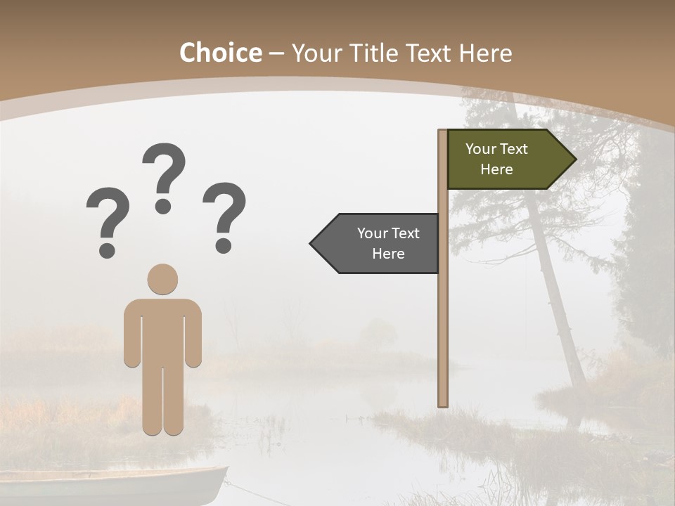 A Boat On A Lake With Fog In The Background PowerPoint Template