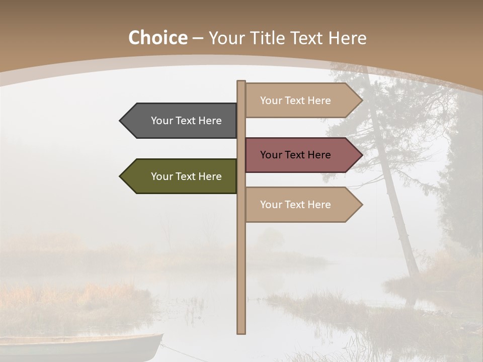 A Boat On A Lake With Fog In The Background PowerPoint Template