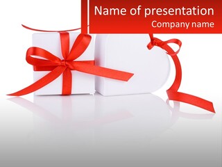 A White Box With A Red Ribbon And A White Box With A Red Bow PowerPoint Template