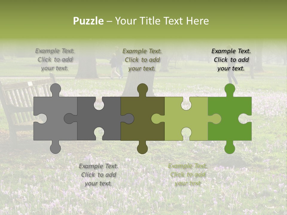A Park Bench In The Middle Of A Field With Purple Flowers PowerPoint Template
