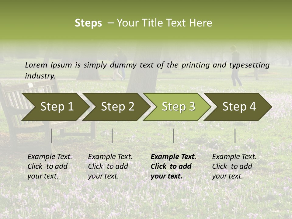 A Park Bench In The Middle Of A Field With Purple Flowers PowerPoint Template