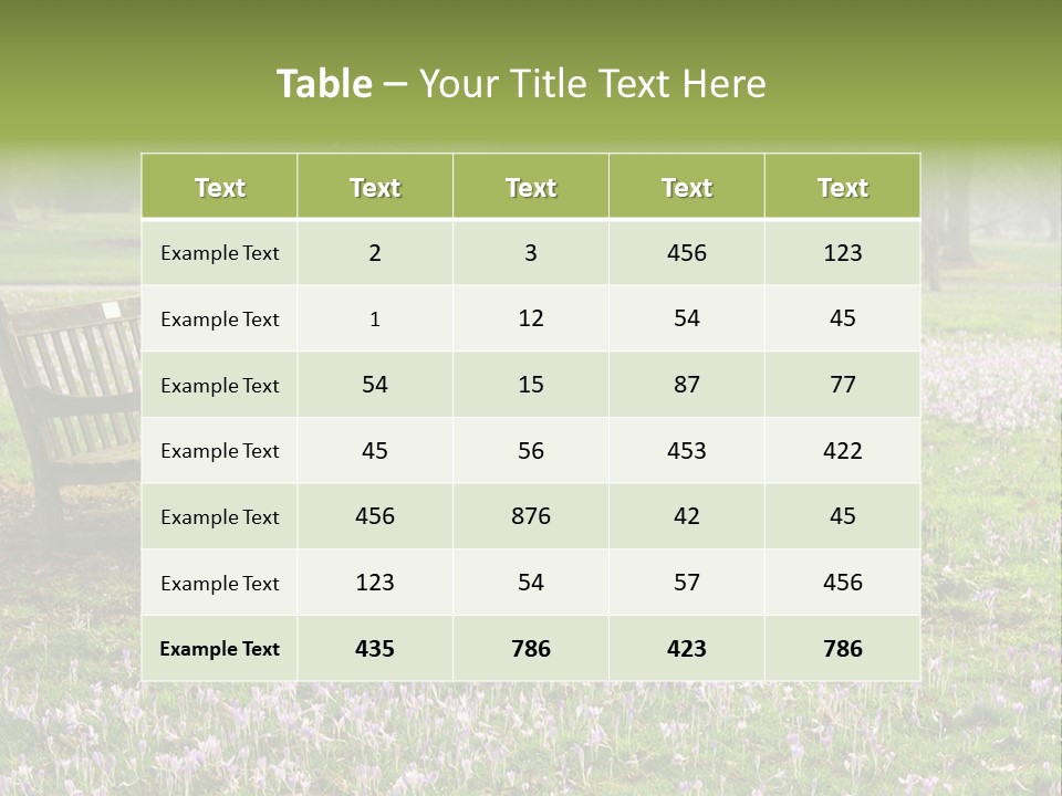 A Park Bench In The Middle Of A Field With Purple Flowers PowerPoint Template