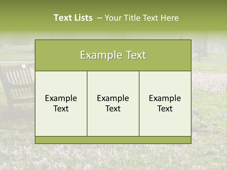 A Park Bench In The Middle Of A Field With Purple Flowers PowerPoint Template