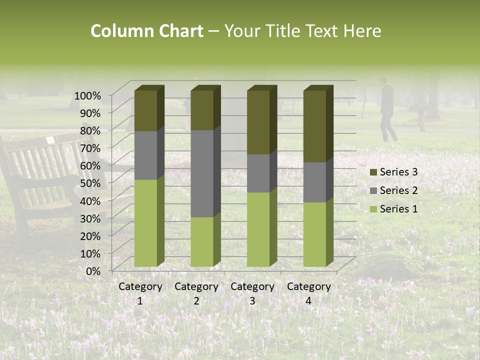 A Park Bench In The Middle Of A Field With Purple Flowers PowerPoint Template