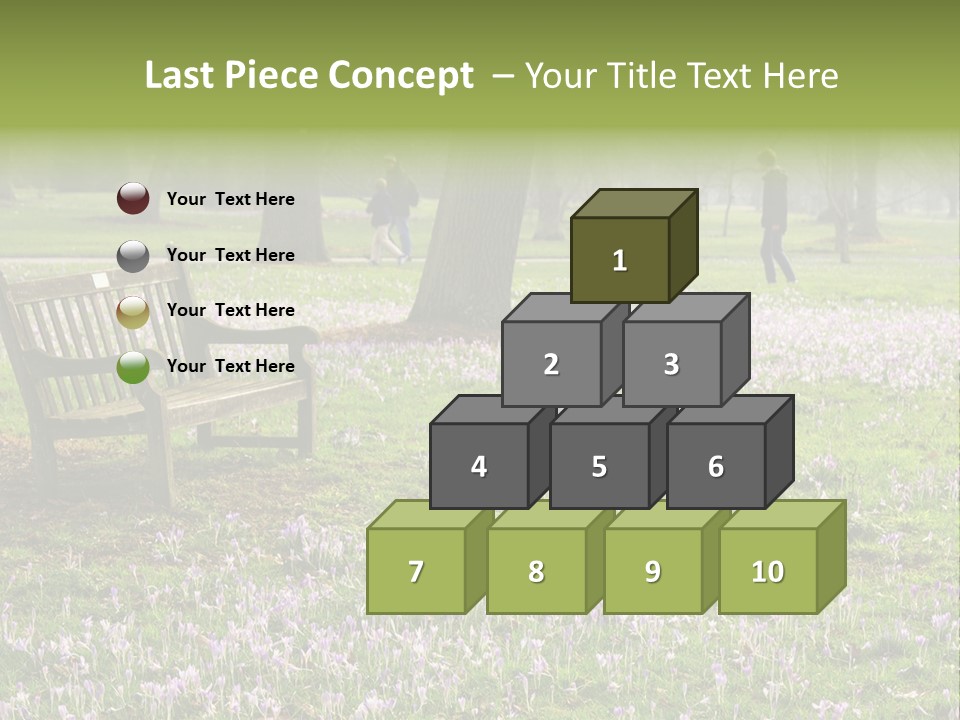 A Park Bench In The Middle Of A Field With Purple Flowers PowerPoint Template