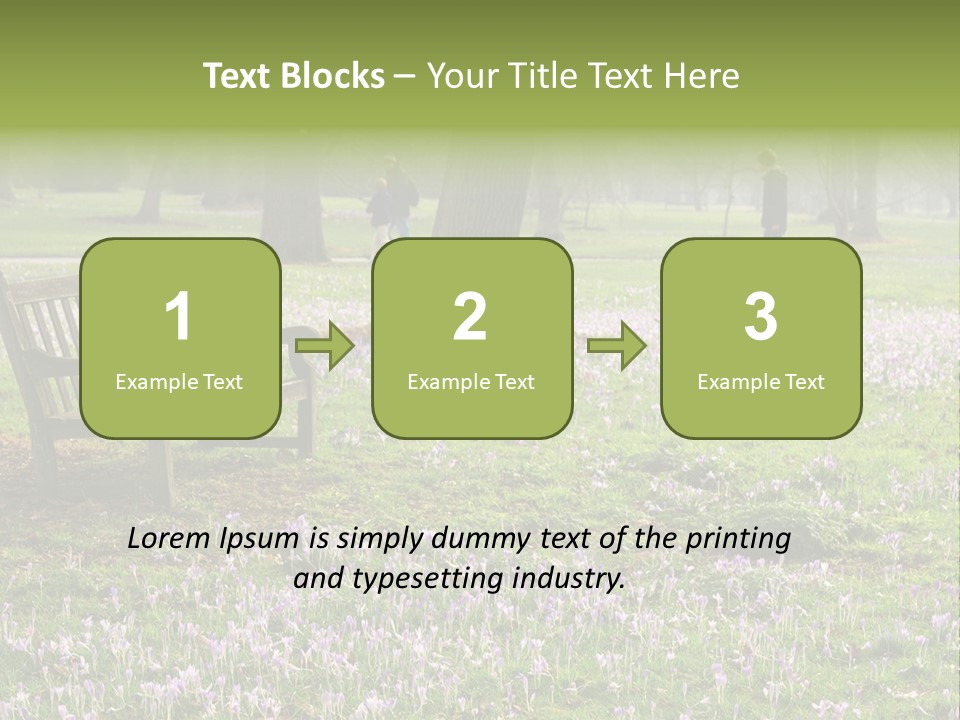 A Park Bench In The Middle Of A Field With Purple Flowers PowerPoint Template