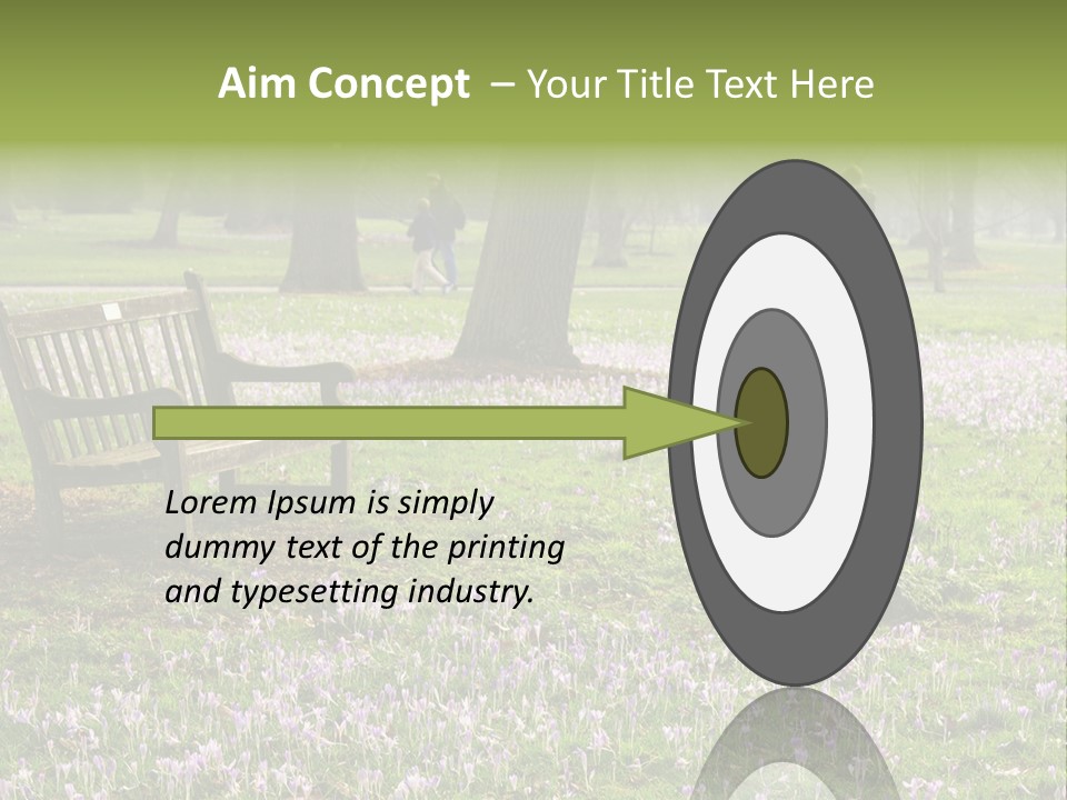 A Park Bench In The Middle Of A Field With Purple Flowers PowerPoint Template