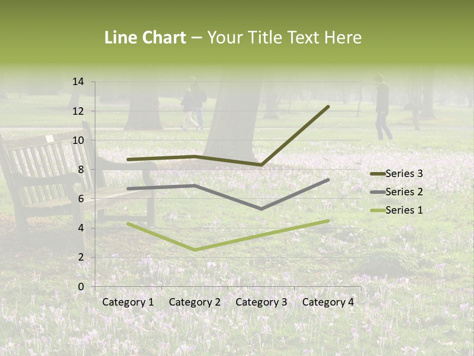 A Park Bench In The Middle Of A Field With Purple Flowers PowerPoint Template