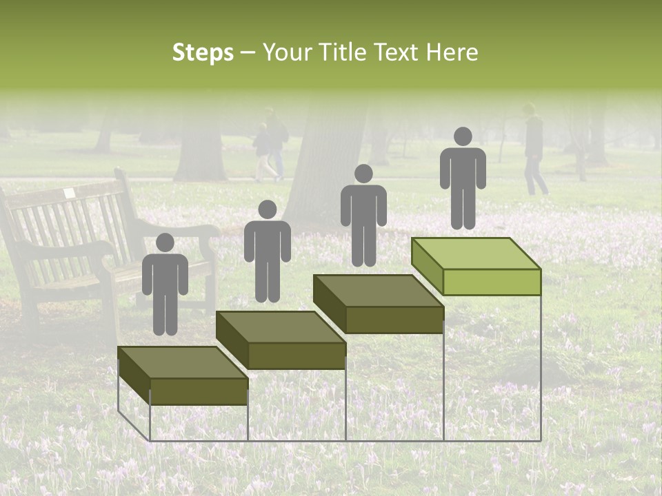 A Park Bench In The Middle Of A Field With Purple Flowers PowerPoint Template