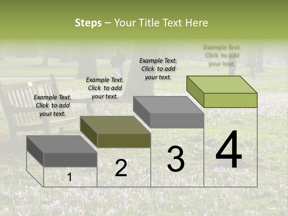 A Park Bench In The Middle Of A Field With Purple Flowers PowerPoint Template