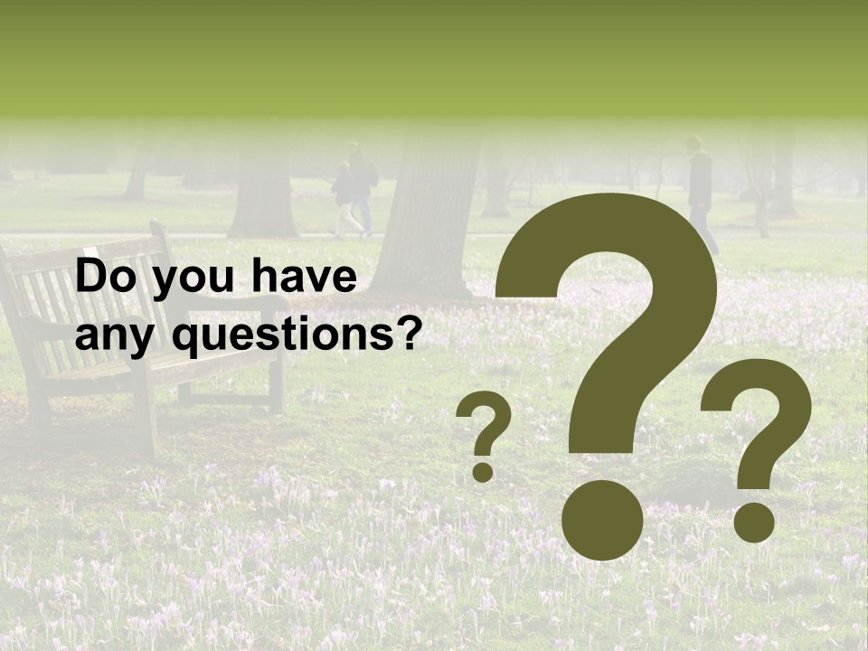 A Park Bench In The Middle Of A Field With Purple Flowers PowerPoint Template