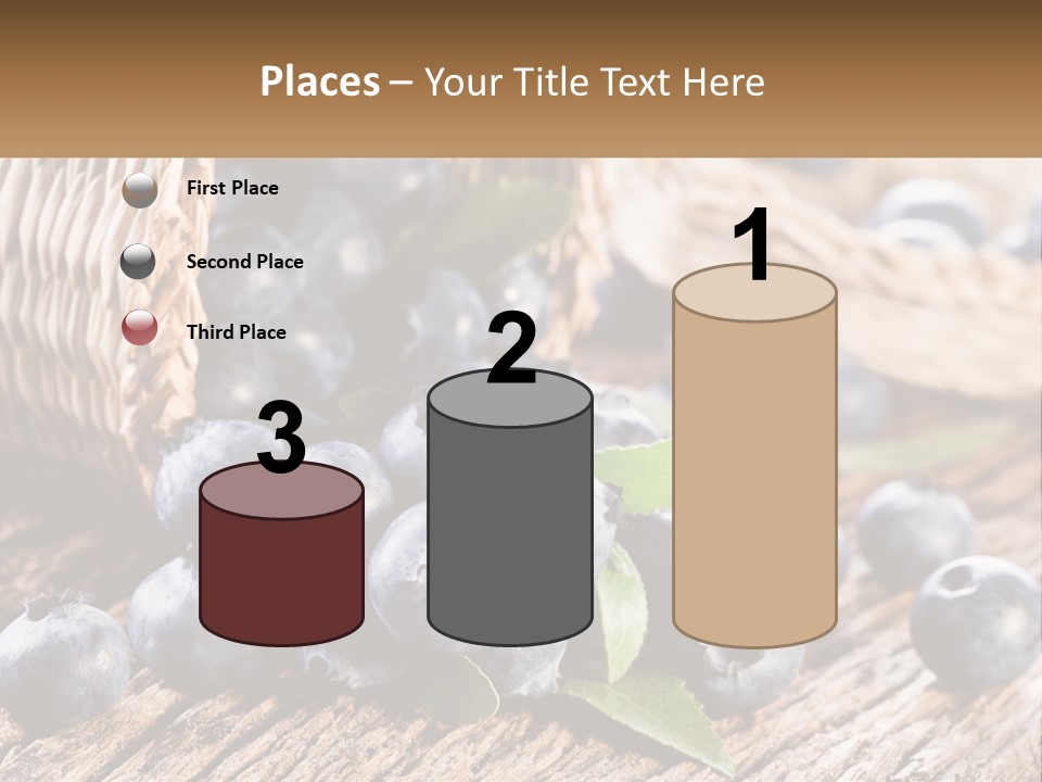 A Basket Of Blueberries On A Wooden Table PowerPoint Template