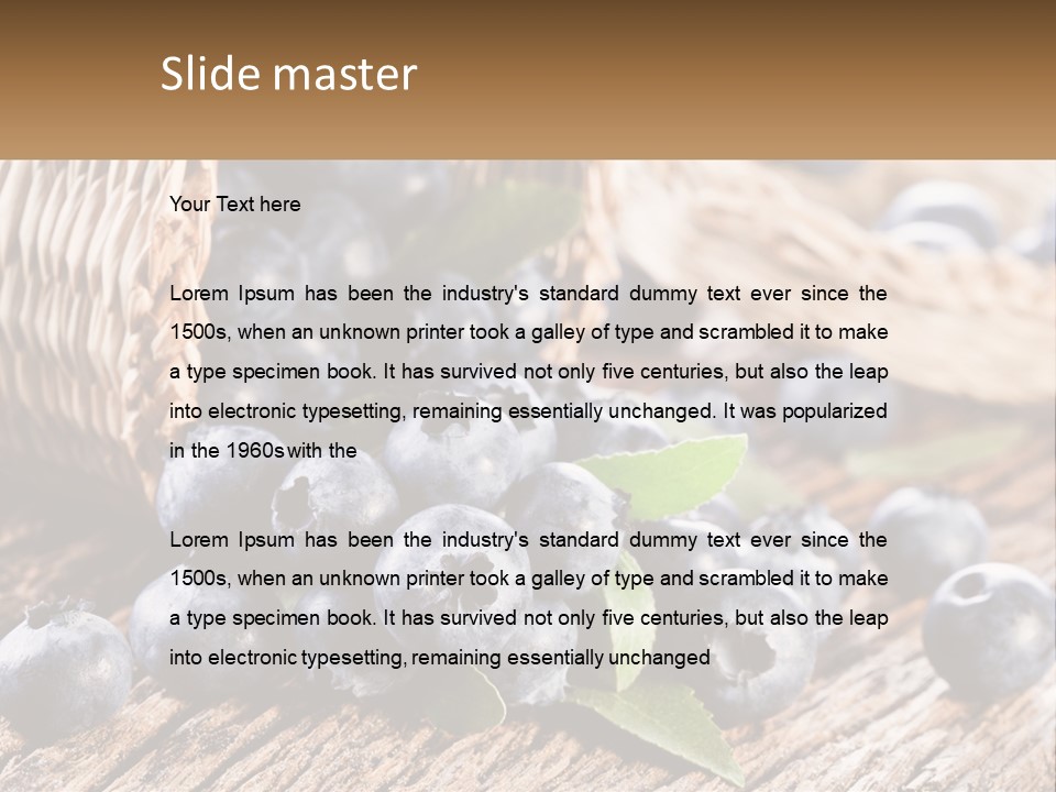 A Basket Of Blueberries On A Wooden Table PowerPoint Template