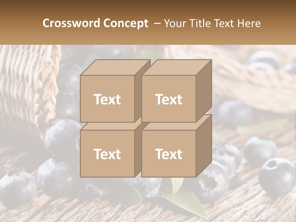 A Basket Of Blueberries On A Wooden Table PowerPoint Template