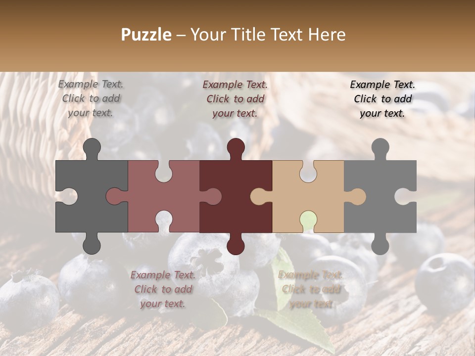 A Basket Of Blueberries On A Wooden Table PowerPoint Template