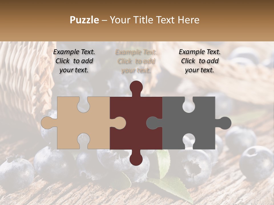 A Basket Of Blueberries On A Wooden Table PowerPoint Template