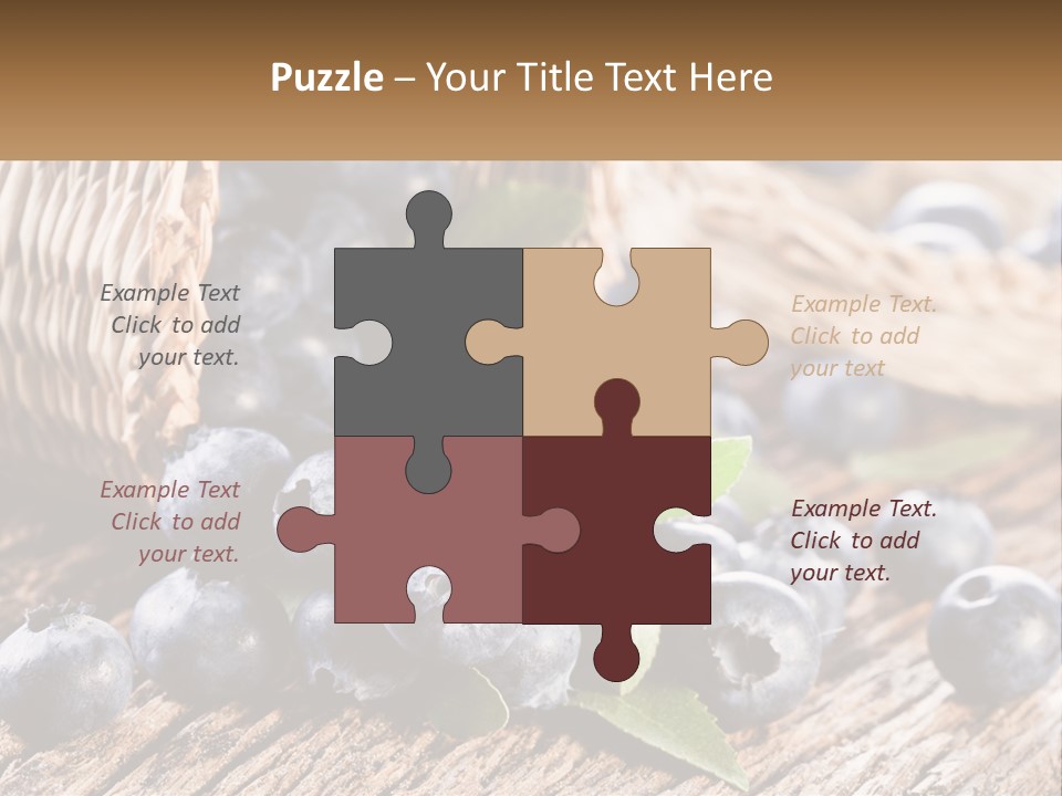 A Basket Of Blueberries On A Wooden Table PowerPoint Template
