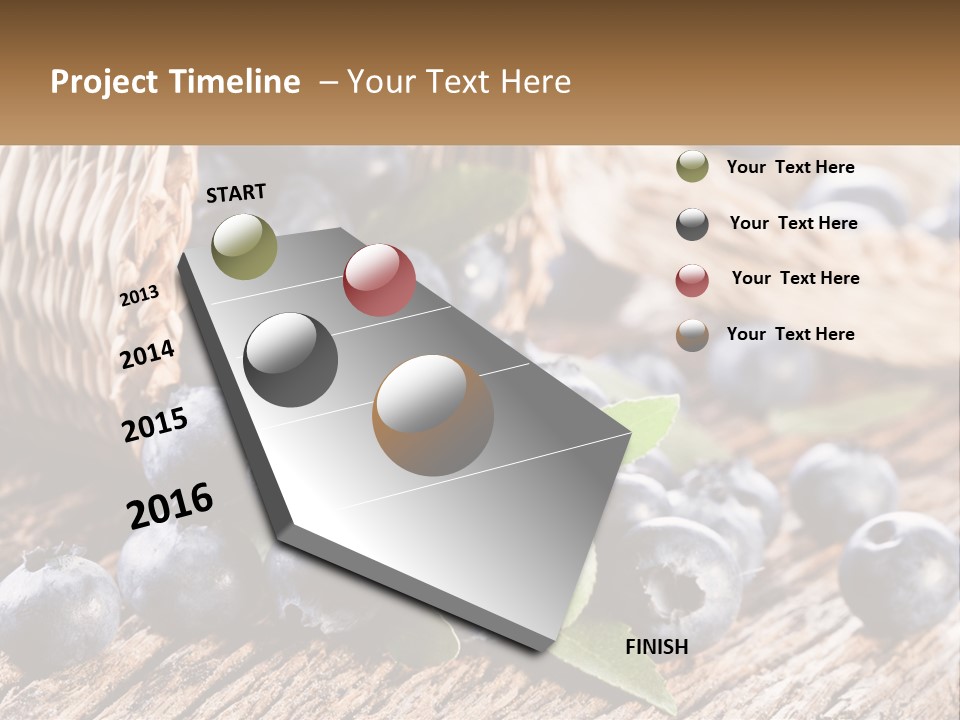 A Basket Of Blueberries On A Wooden Table PowerPoint Template