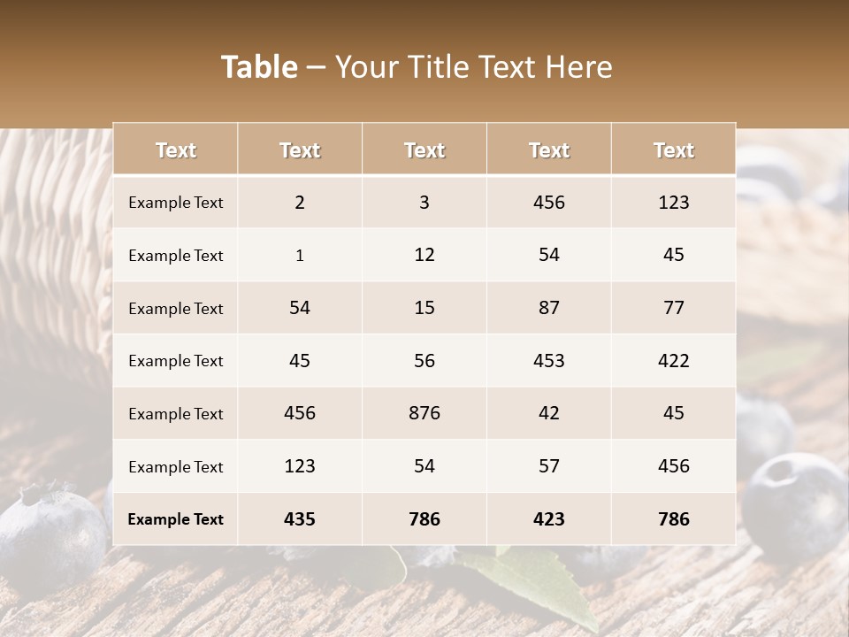 A Basket Of Blueberries On A Wooden Table PowerPoint Template