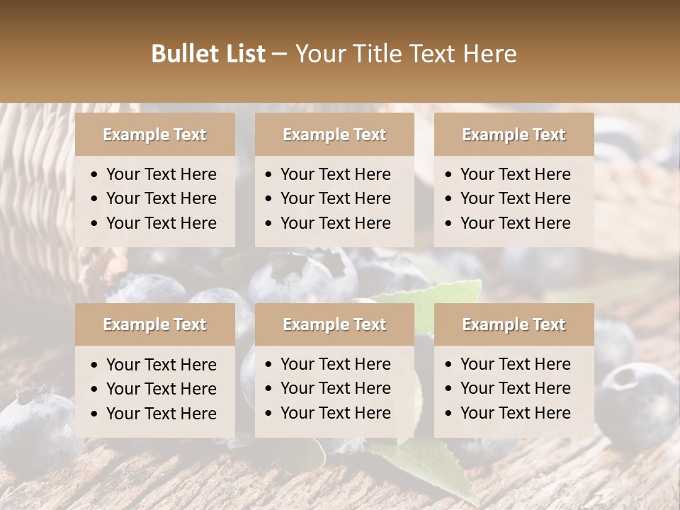 A Basket Of Blueberries On A Wooden Table PowerPoint Template
