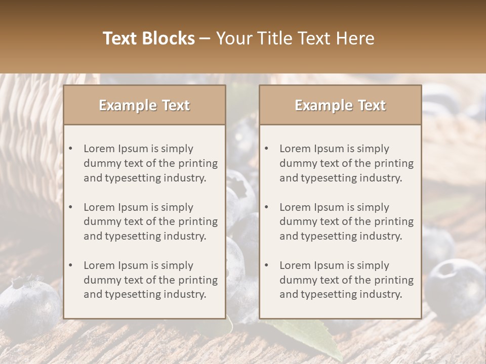 A Basket Of Blueberries On A Wooden Table PowerPoint Template