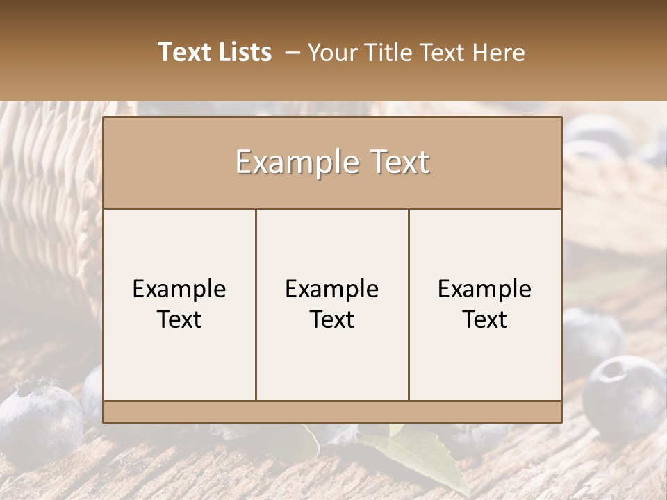 A Basket Of Blueberries On A Wooden Table PowerPoint Template