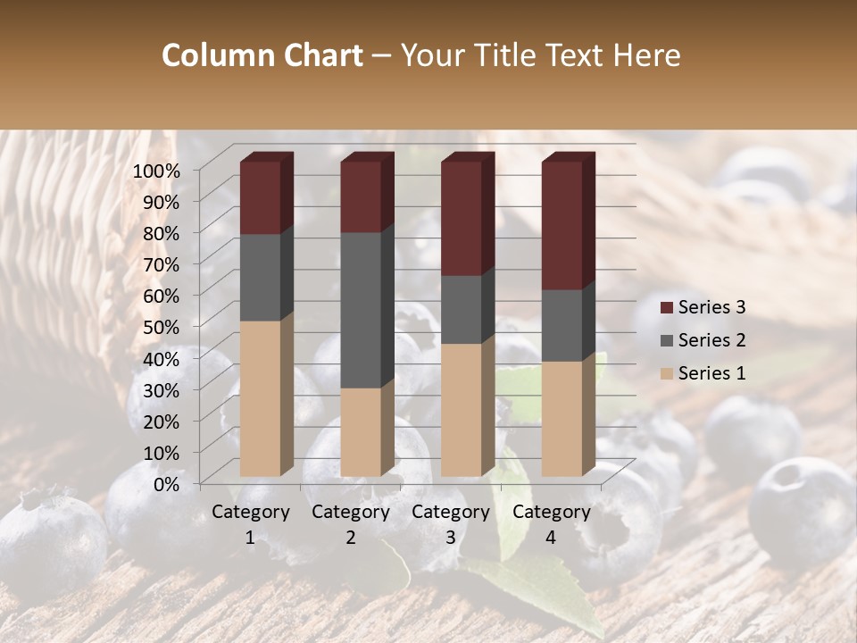 A Basket Of Blueberries On A Wooden Table PowerPoint Template